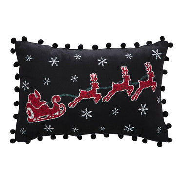 Annie Black Check Santa Sleigh Pillow 9.5x14 - The Fox Decor